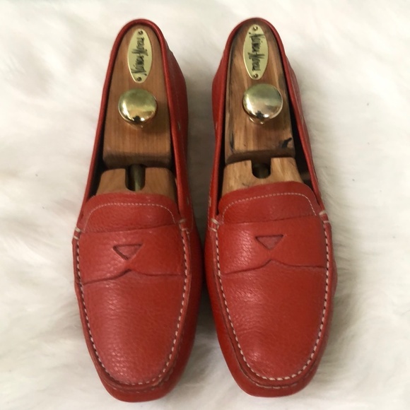 Prada Pebbled Leather Contrast Stitch Penny Loafers 40.5/7.5/8 - Picture 2 of 13